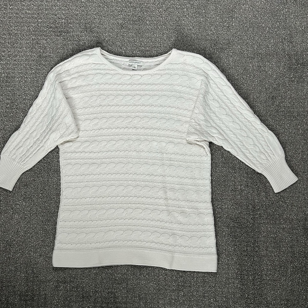 BANANA REPUBLIC Crew Neck 3/4 Sleeve Knit‎ Sweater -Women's Large- Cream